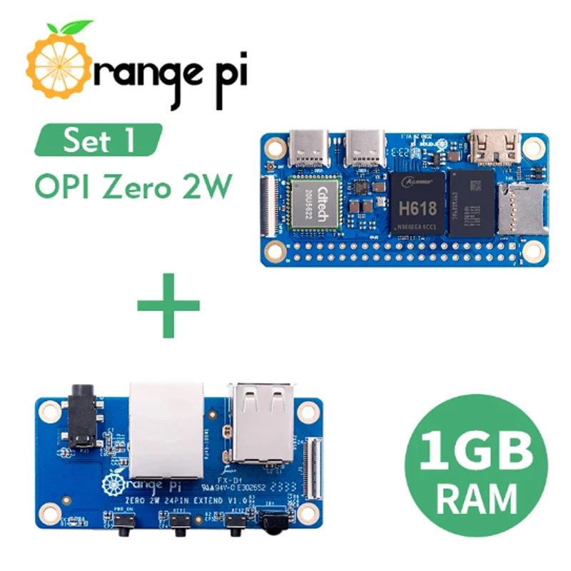 Orange Pi Zero 2 W 1G+Expansion Board,DDR4 Allwinner H618 Orange Pi Zero 2W WiFi+BT SBC Single Board Computer Zero2W Mini PC