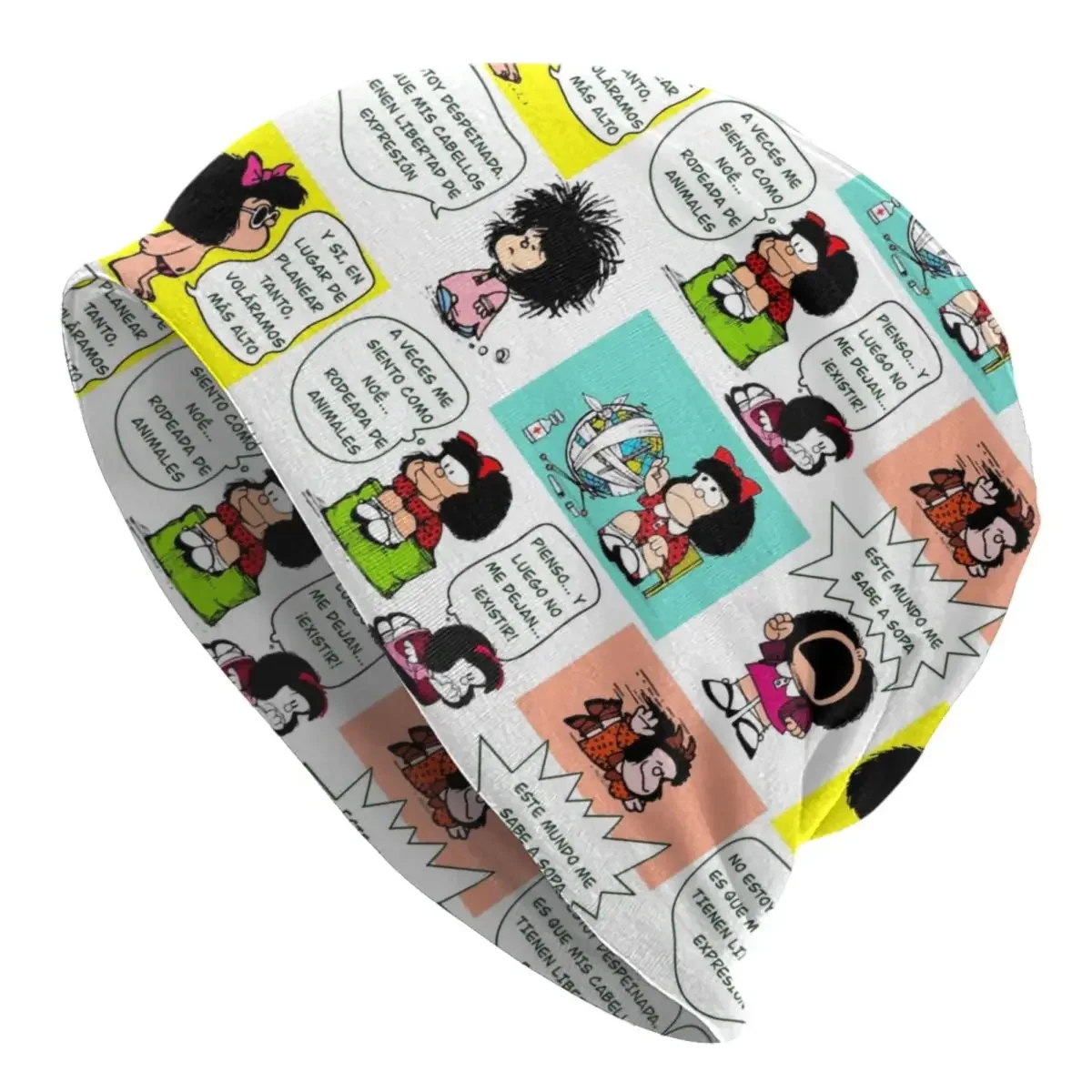 Manga Quino Mafalda Skullies Beanies Caps For Men Women Unisex Trend Winter Warm Knitted Hat Adult Kawaii Cartoon Bonnet Hats