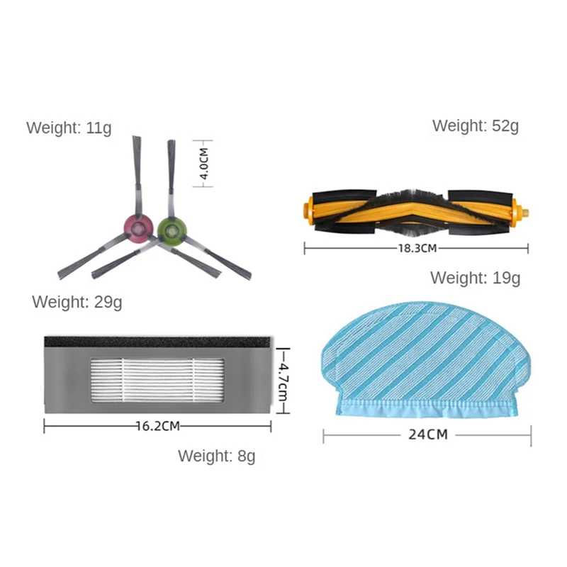 Für Ecovacs Deebot OZMO 920 950 T5 Staubsauger Teile Filter Hauptbürste Abdeckung Seitenbürste Mopp Tuch Ersatzteile-A58E