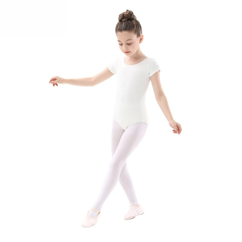 Fanceey enfants justaucorps de gymnastique à manches courtes respirant danse body filles danse vêtements d'entraînement Ballet gymnastique formation