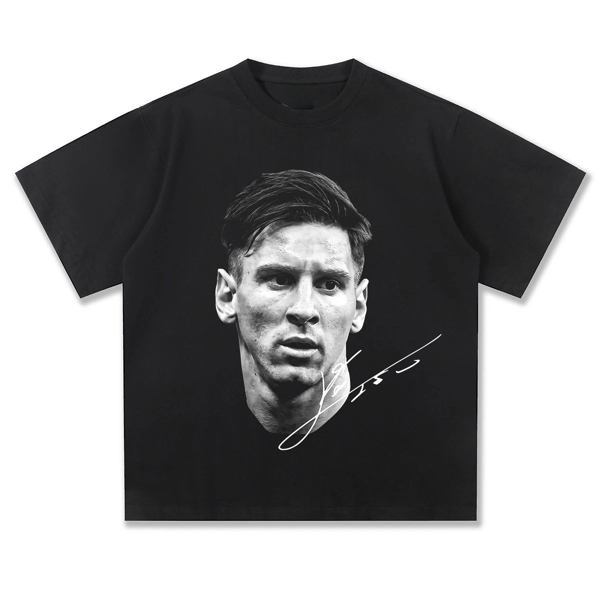 2025 Spring/Summer Leo Messi Football Vintage Printed Sports Casual Short Sleeve T-shirt Men's and Women's American Cotton Top