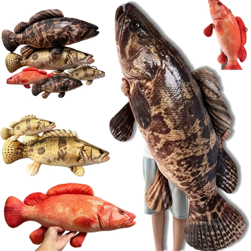 20-150cm Simulation Soft Giant Fish Plush Doll Pillow Tiger Spot Carp Mandarin Sea Fishing Stuffed Toy Home Decor Gift For Boys