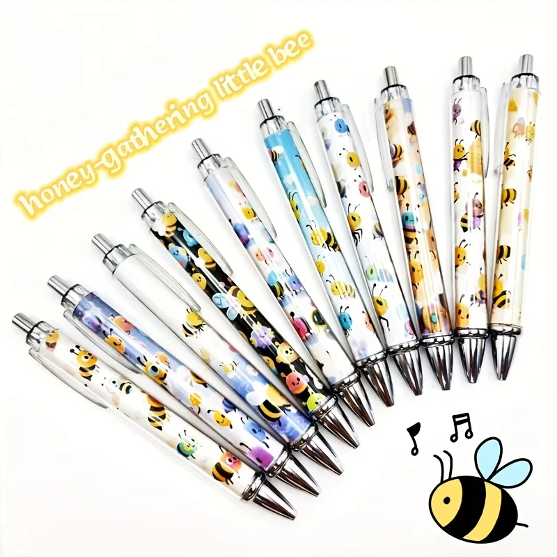 

6Pcs/14Pcs Sweet Honey Bee Drawing Retractable Pen Bee-Themed Ballpoint Pen Student Writing Gift Pen