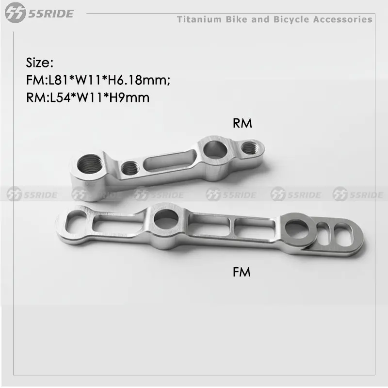 55RIDE Titanium Gr5 Disc Brake Flat Mount Adapter for Road Bike 140 160mm Rotor, CNC Converter Bracket  Bicycle Caliper Mount