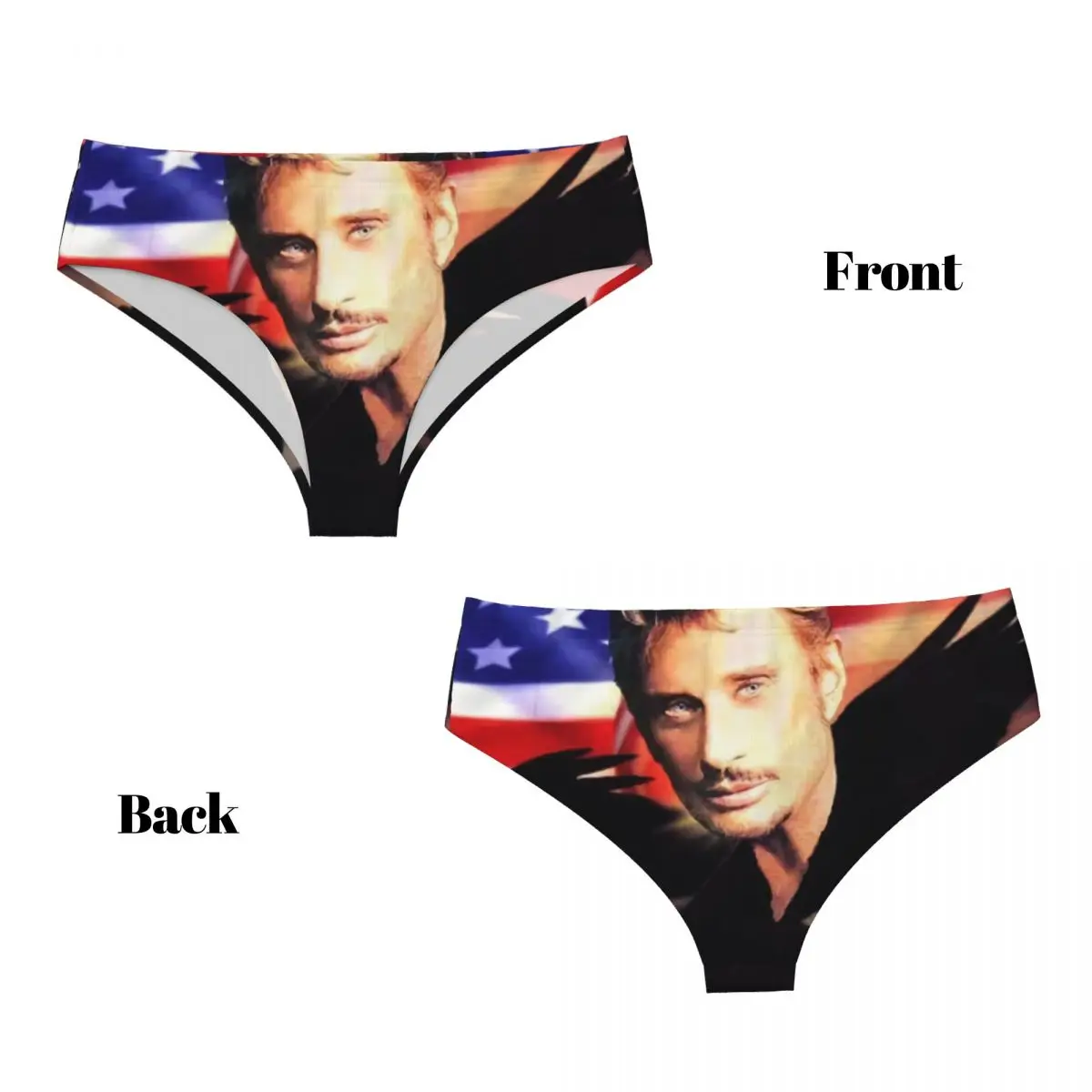 Custom Johnny Hallyday Brief Panties Women's Breathable Stretch Singer French France Underwear Valentine's Day Gifts Underpants view 4