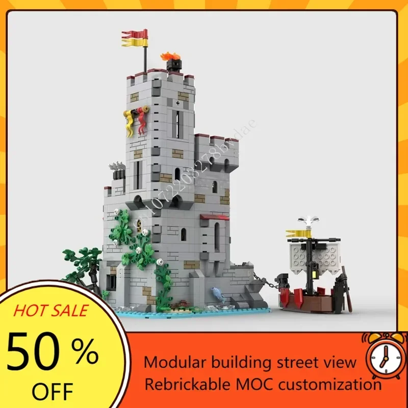 1321PCSMOC Medieval Castle Custom Puzzle Model Medieval Seaside Market Tower Alt build  DIY Educational Set Child Holiday Gift