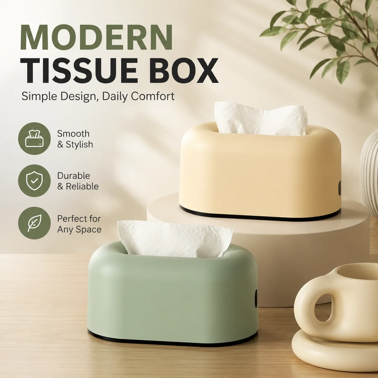 Cream New Creative Tissue Box for Home Living Room, Bedroom, Desktop, Coffee Table, Tissue Drawing Paper Storage Box