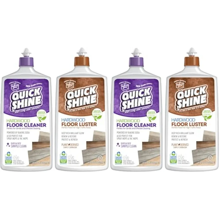 Limpiador y abrillantador de suelos de madera Quick Shine con Carnauba de origen vegetal en botellas. Elimina arañazos. Elección más segura. Una limpieza que...
