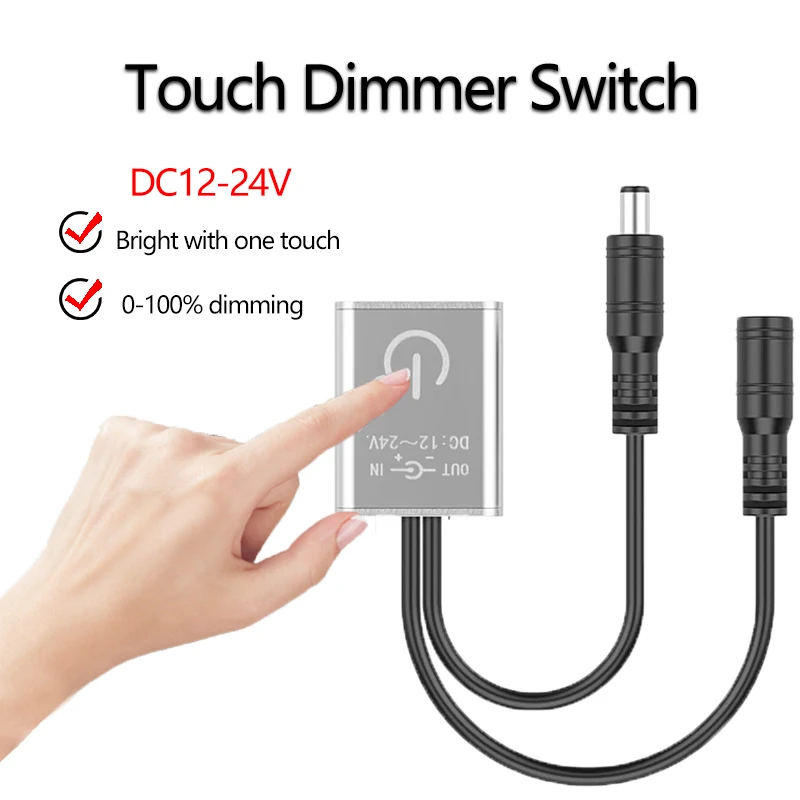 تيار مستمر 12/24 فولت 100% سطوع قابل للتعديل LED باهتة التبديل - مستشعر اللمس، متوافق مع منتجات الإضاءة LED، مفتاح خافت LED #1