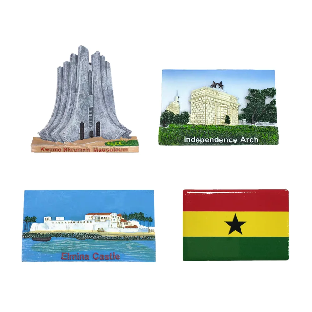 Africa Ghana Elmina Castle  Resin 3D Fridge Magnets Tourism Souvenir Refrigerator Sticker Handicraft Gift Decoration