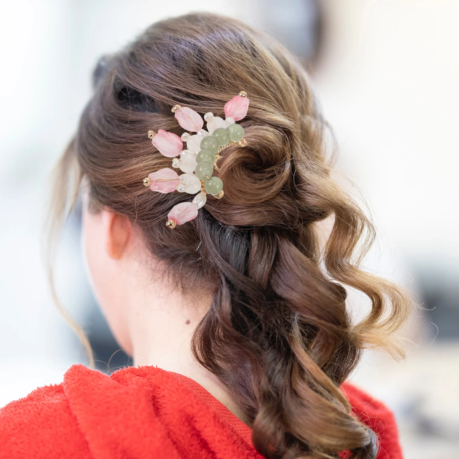 

2Pcs Tulip Vintage Hairpins Elegant Floral Hair Styling Accessories for Buns Bridal Hanfu Women Hair Clip Bun Pins