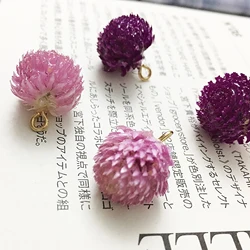 Joyería de resina hecha a mano para mujer, colgantes de flores reales, dijes de flores secas Rosas y púrpuras, pendientes DIY, collar, hallazgos para hacer joyas