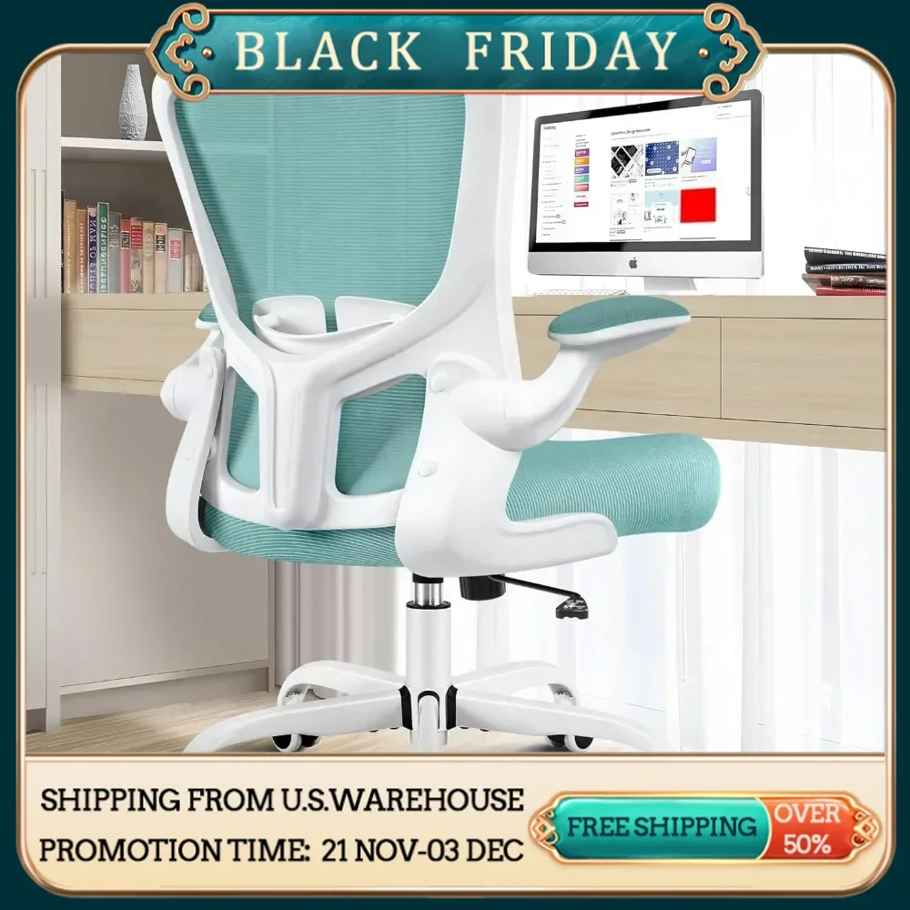 

Office Chair Ergonomic, Lumbar Support with Flip-up Armrest and Breathable Mesh, Height Adjustable Swivel Office Chairs