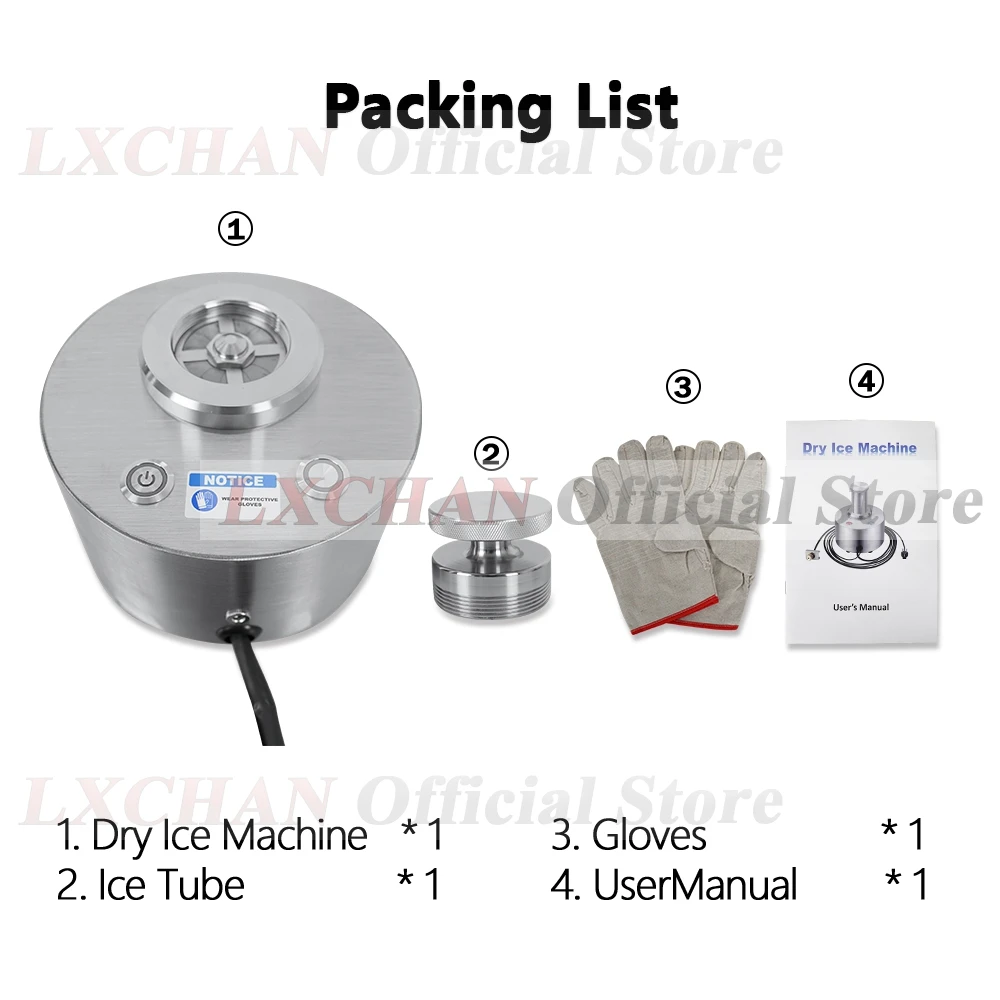 LXCHAN Dry Ice Maker 1 Pcs 86s/18s Fast Dry Ice Make Machine Dry Ice with 2 Size 1.8lbs Co2 Get 0.41lbs Dry Ice for Kitchen Bar