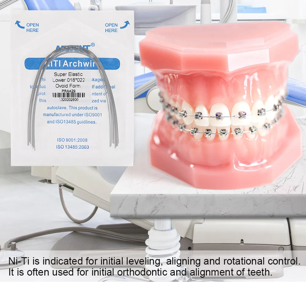 10 Stück/Packung AZDENT Dental Kieferorthopädische NITI Runde Rechteckige Bogendrähte Superelastisch Ovale Form Ober- und Unterkiefer – Detail 5