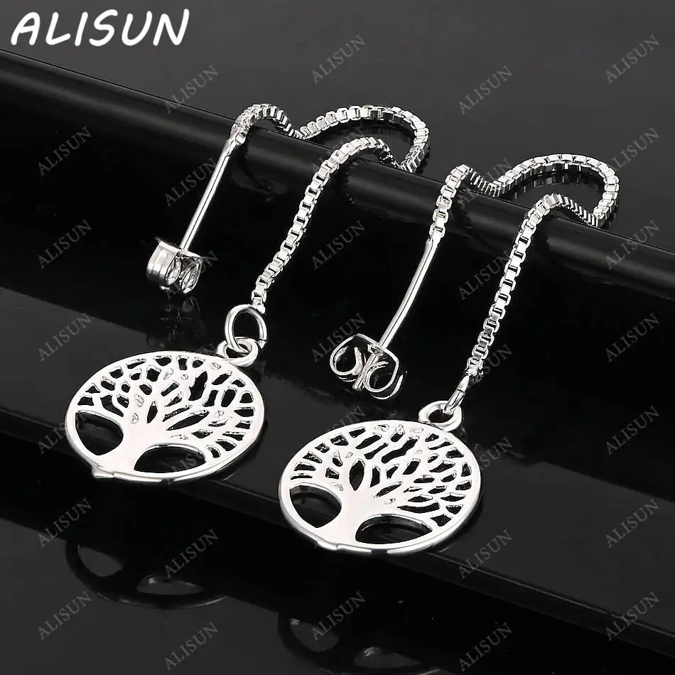 

ALISUN 925 Sterling Silver Tree Earrings Drop Earrings For Women Fashion Jewelry Charm Grace Noble Wedding Accessories