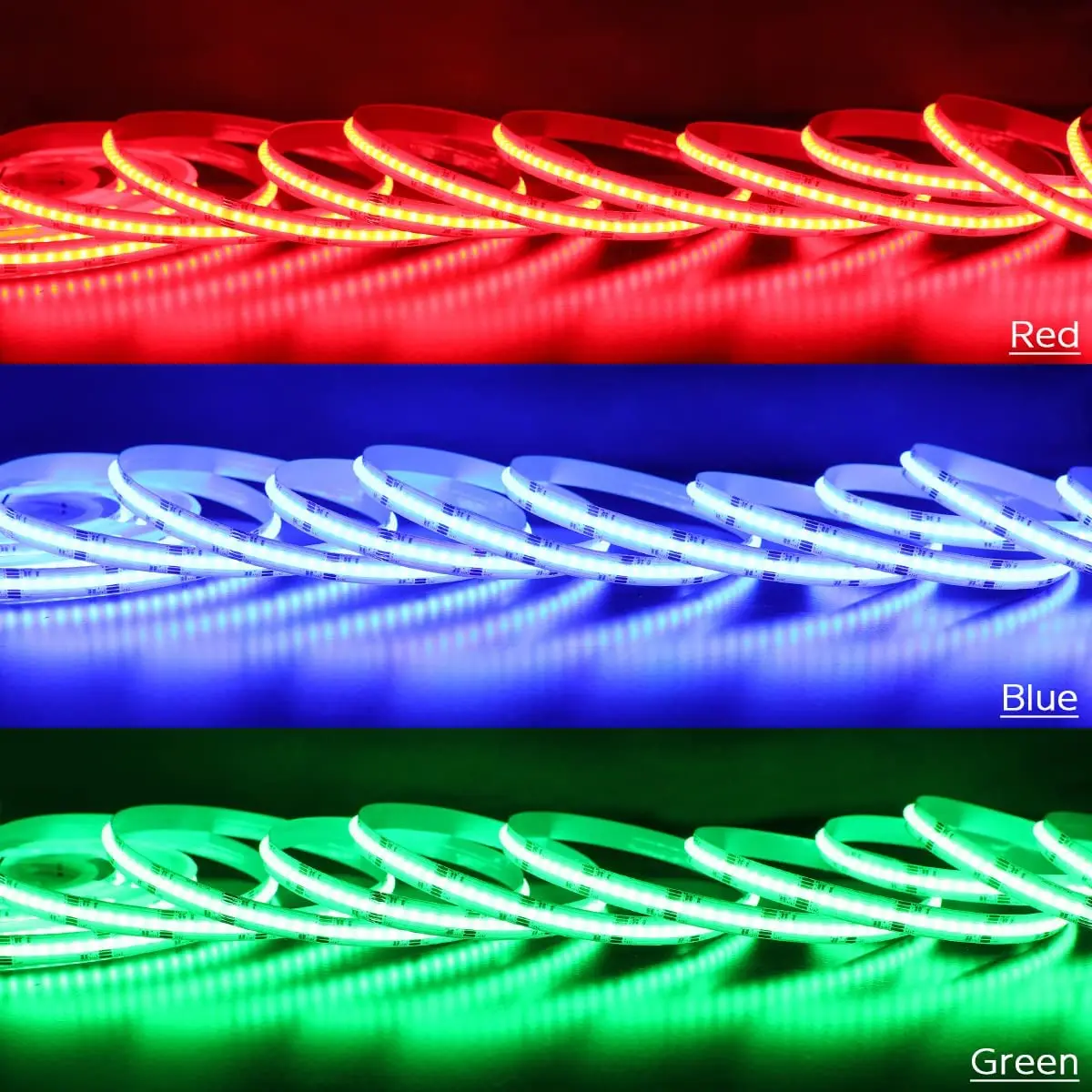 CCT RGB RGBW RGBCCT COB LED Strip Light ความหนาแน่นสูง Flex FCOB LED เทปหรี่แสงได้ FOB Linear ริบบิ้น DC12V 24 V 5 M/ม้วน