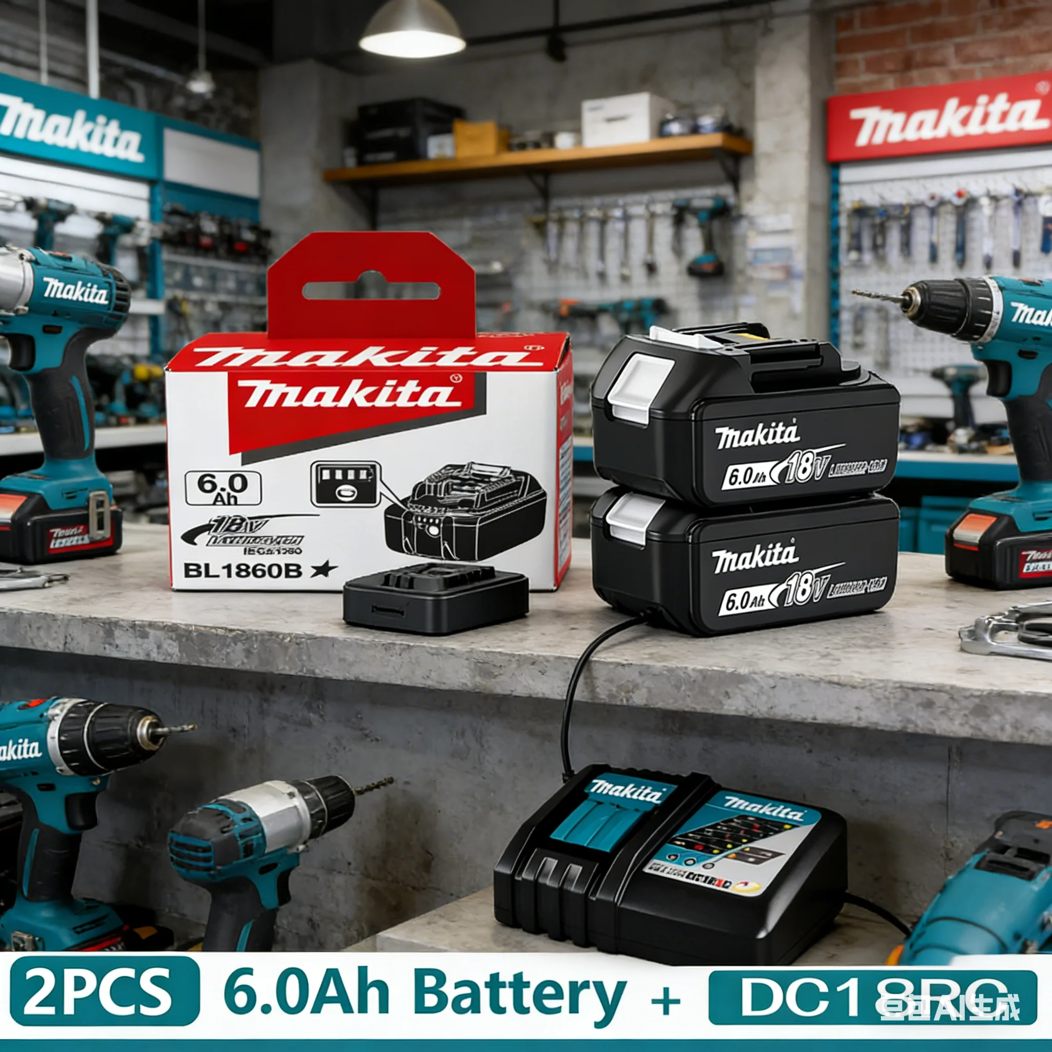 

100% original Makita battery, 18V 6.0Ah rechargeable battery, replacing Makita BL1830BL1840BL1850BL1860B, power tool battery