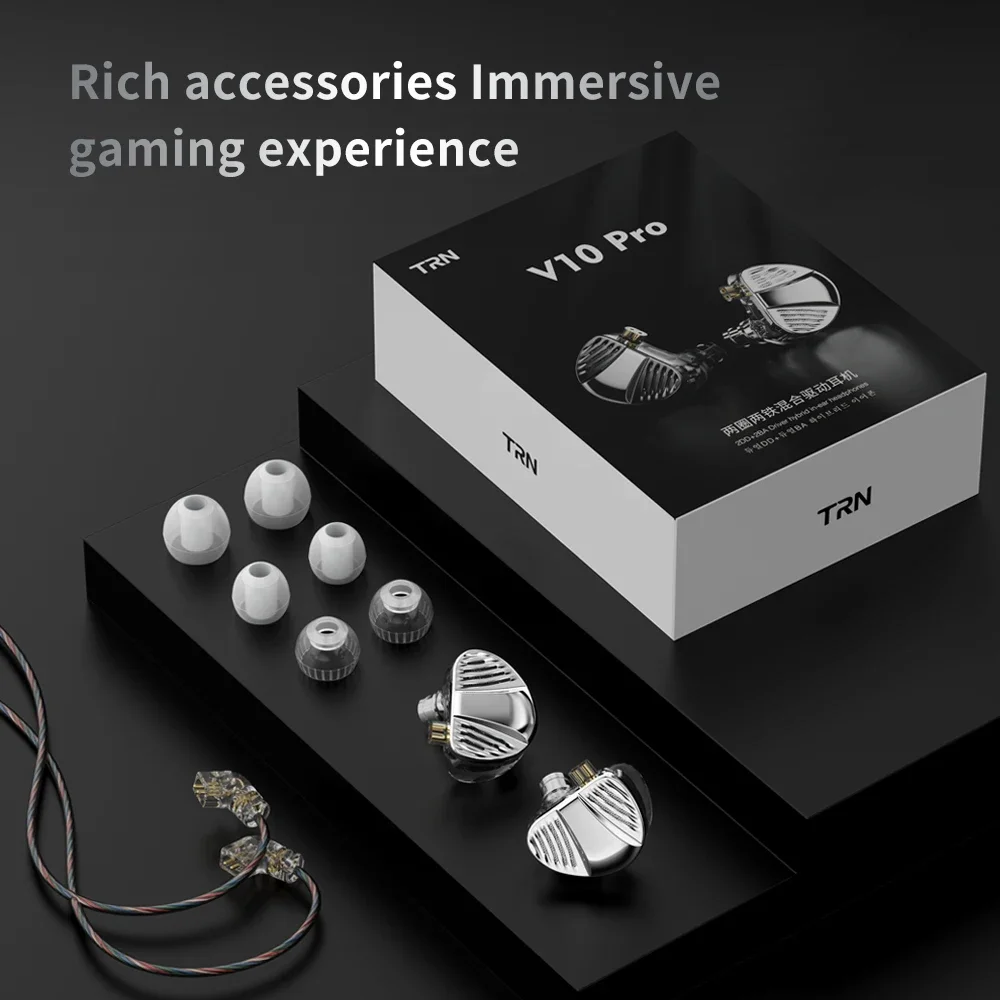 Auriculares TRN V10 PRO originales 2BA + 2DD con controlador dinámico Dual y monitores intrauditivos híbridos de armadura equilibrada Dual
