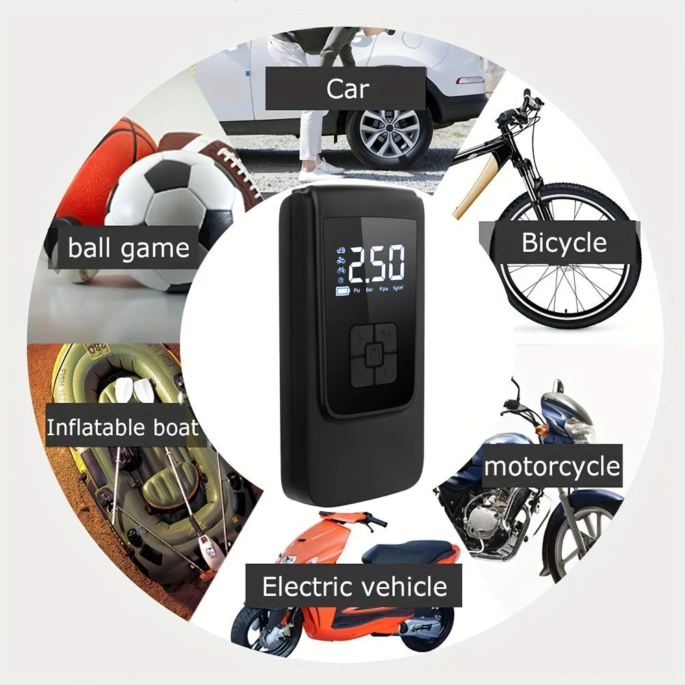 Reifenfüllpumpe, Auto-Luftkompressor, Mikro-Auto-Luftpumpe, digitaler Luftkompressor für Autos, Motorräder, Fahrräder