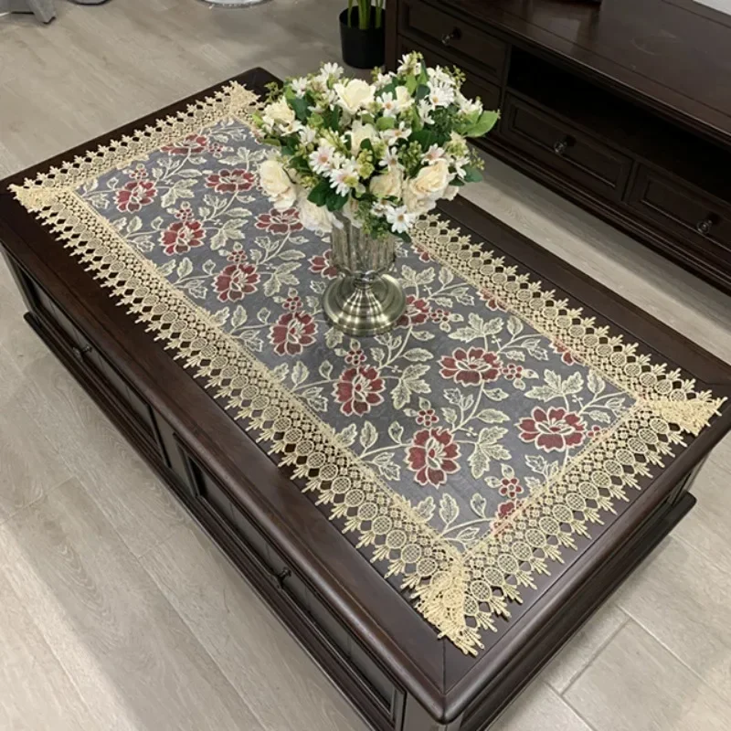 

Table Cloth Rectangle Europe Coffee Embroidered Lace Tv Cabinet Shopbox Table Cover Tablecloth Fabric Long Strip