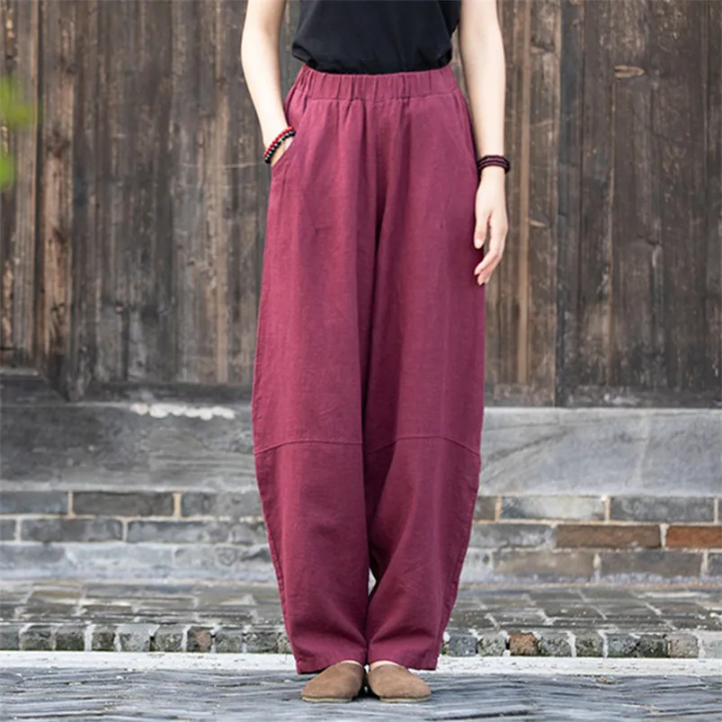 Chinese Style Lady Loose Long Pants 2024 Spring Summer Pants Fashion High Waist Casual Vintage Trousers Plus Size Women Pantalon