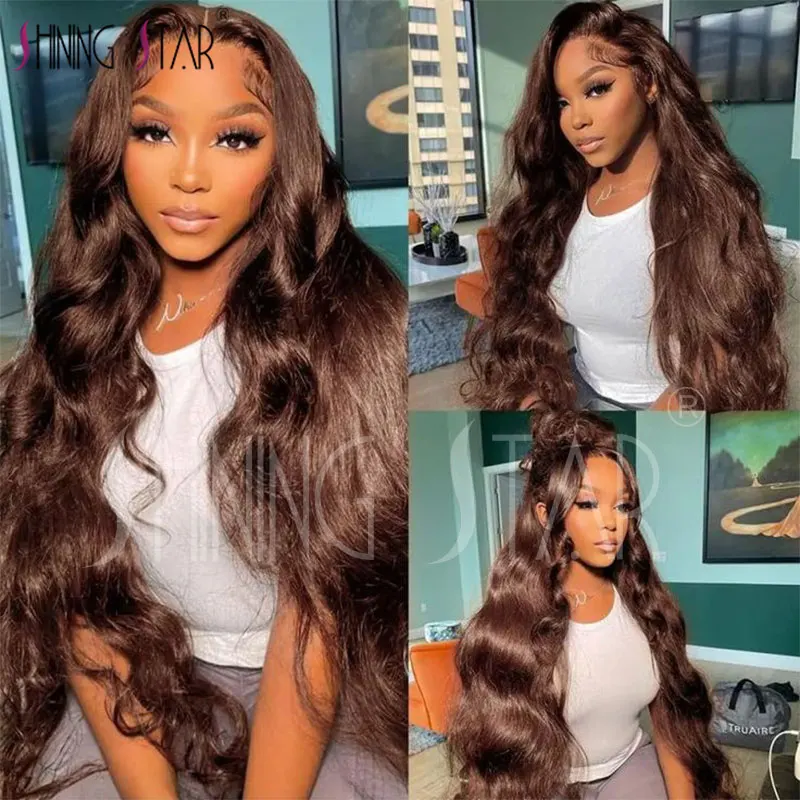 30Inch #4 Dark Brown Body Wave Lace Front Wigs Human Hair 13x4 13x6 Hd Lace Front Wig Brazilian Human Hair Pre Plucked For Women