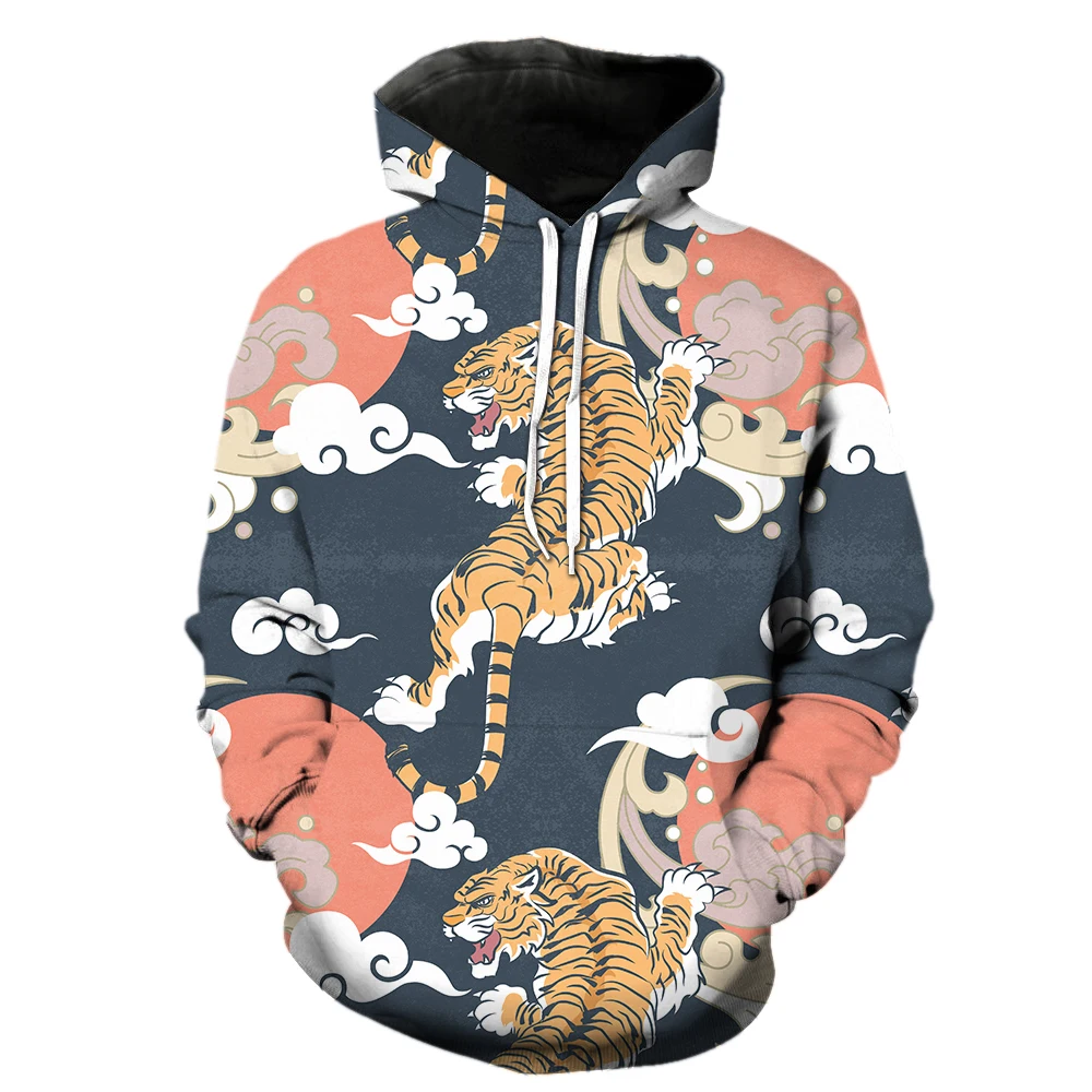 

Cartoon Animal Tiger Men's Hoodies 2022 Hot Sale 3D Print Oversized Spring Tops Long Sleeve Hip Hop Streetwear With Hood Jackets