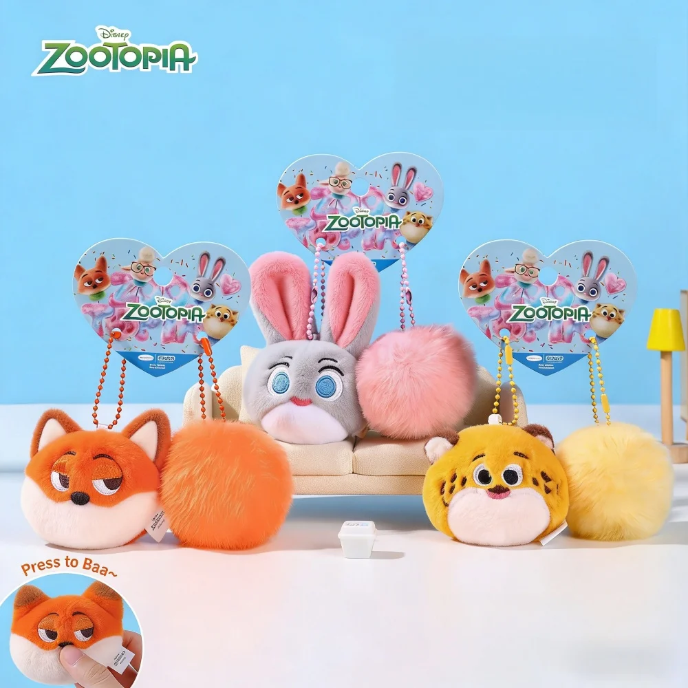 Genuine Disney Zootopia Pom Ball Plush Character Bag Charm Cute Hanging Ornament for Handbag Tote Backpack Car Mirror Decor