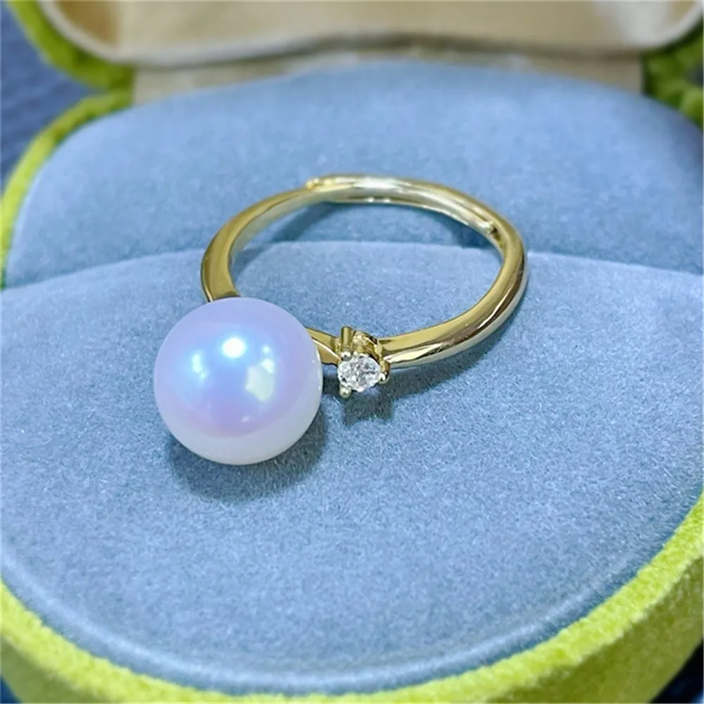 DIY Perle Zubehör 18 Karat Tasche Gold Kupfer dicke Vergoldung exquisite einfache High Sense Ring Arbeit in Bearbeitung mit 9-11mm