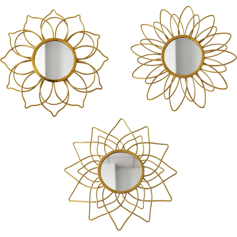 

Champagne Gold Round Mirrors Wall - Pack of 3| Decorative Circle Mirrors Modern & Vintage Room Decor| Gifts Women