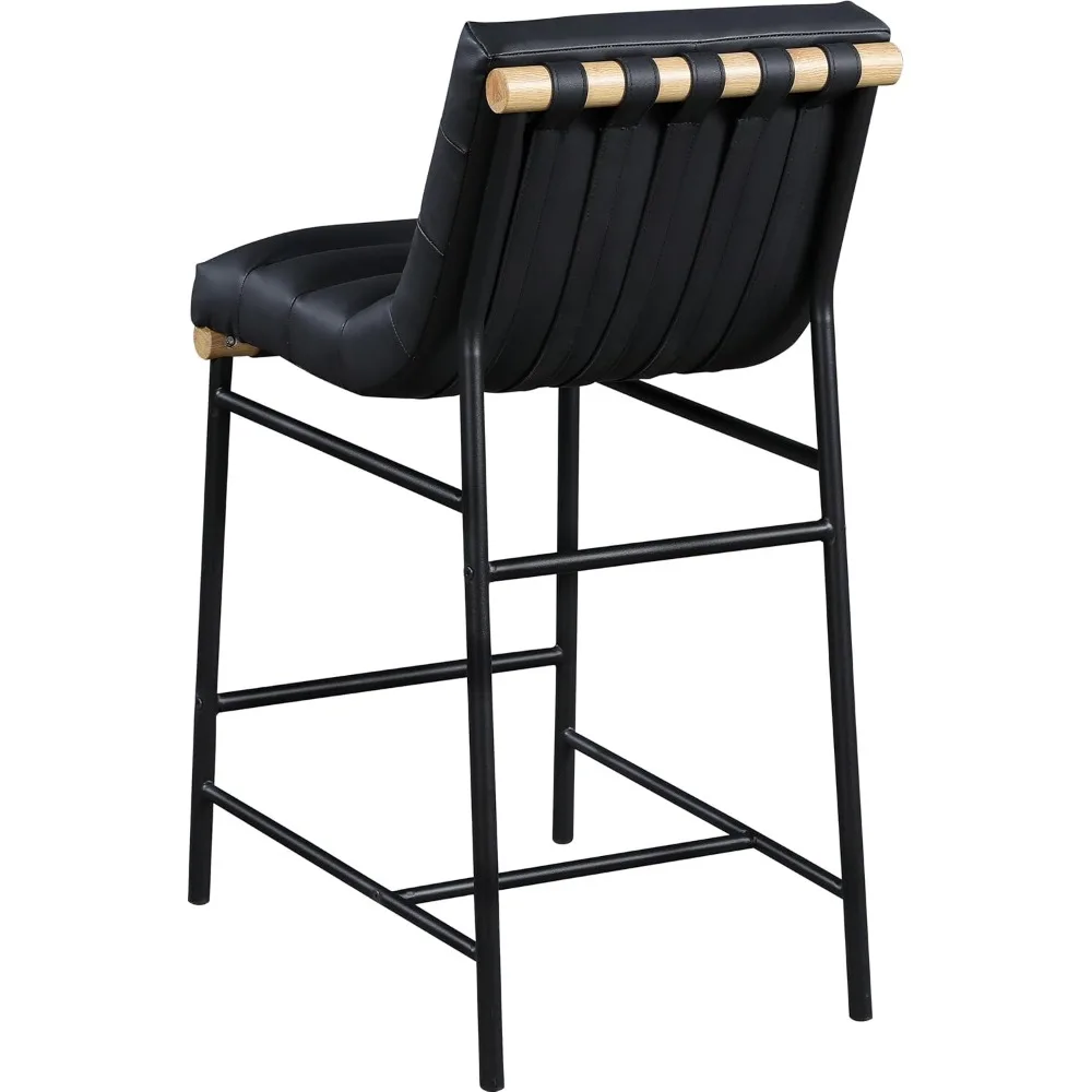 Couro estofado Counter Stool, Vegan Contemporâneo, Coleção Moderna, Preto, 18 "W x 23.5" D x 37 "H, 857Preto-C