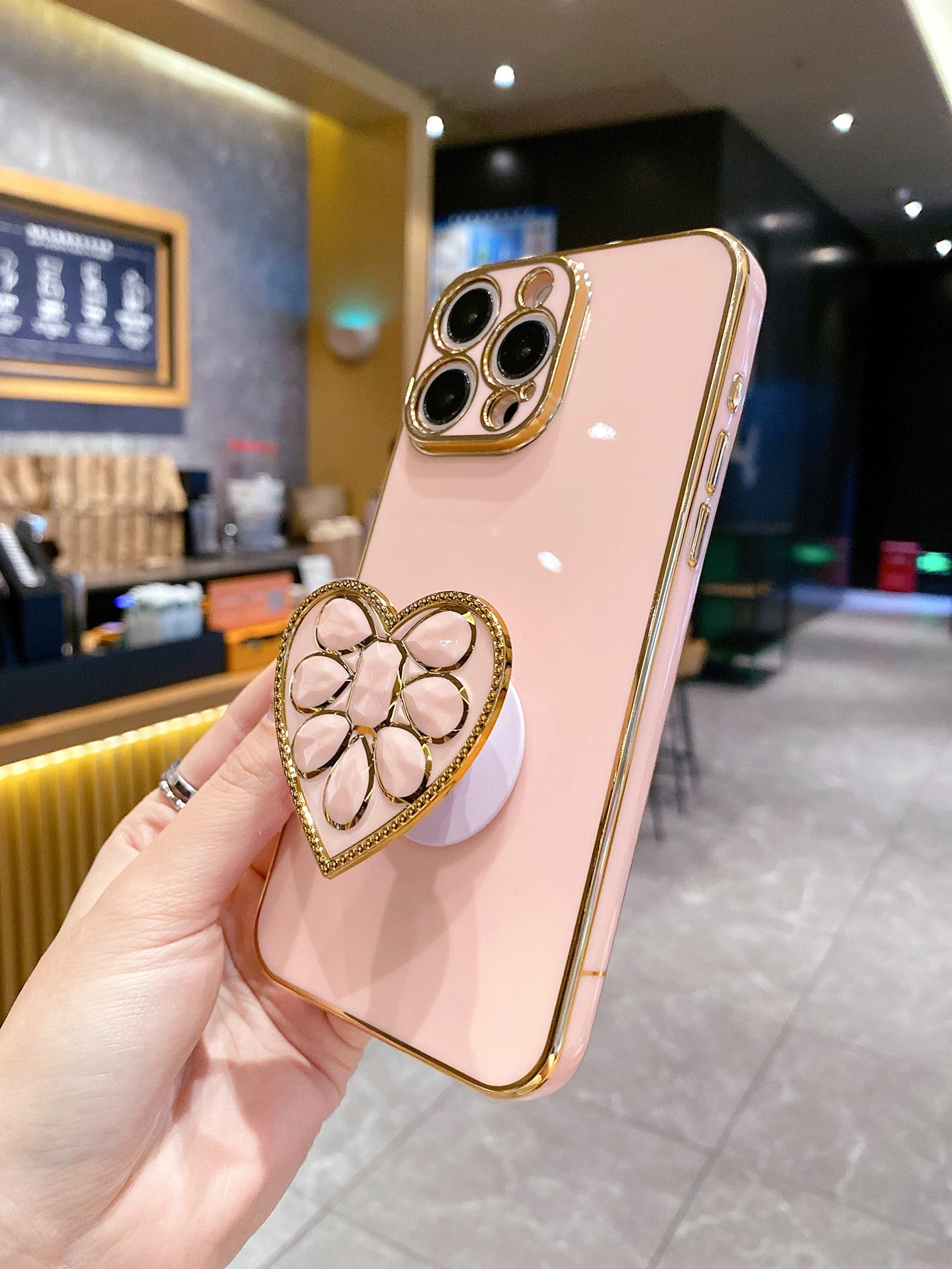 Luxus-Beschichtung Liebe Diamant Halter Telefon Fall für iPhone 17 16 15 14 Plus 13 12 Mini 11 Pro Max X XS XR 7 8 SE2 SE3 Zurück Abdeckung