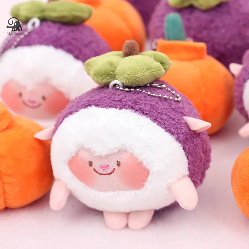 Pumpkin Plush Pendant Toys Cartoon Vegetable Stuffed Dolls Backpack Pendant Key Chain Kawaii Home Decor Halloween Xmas Gifts