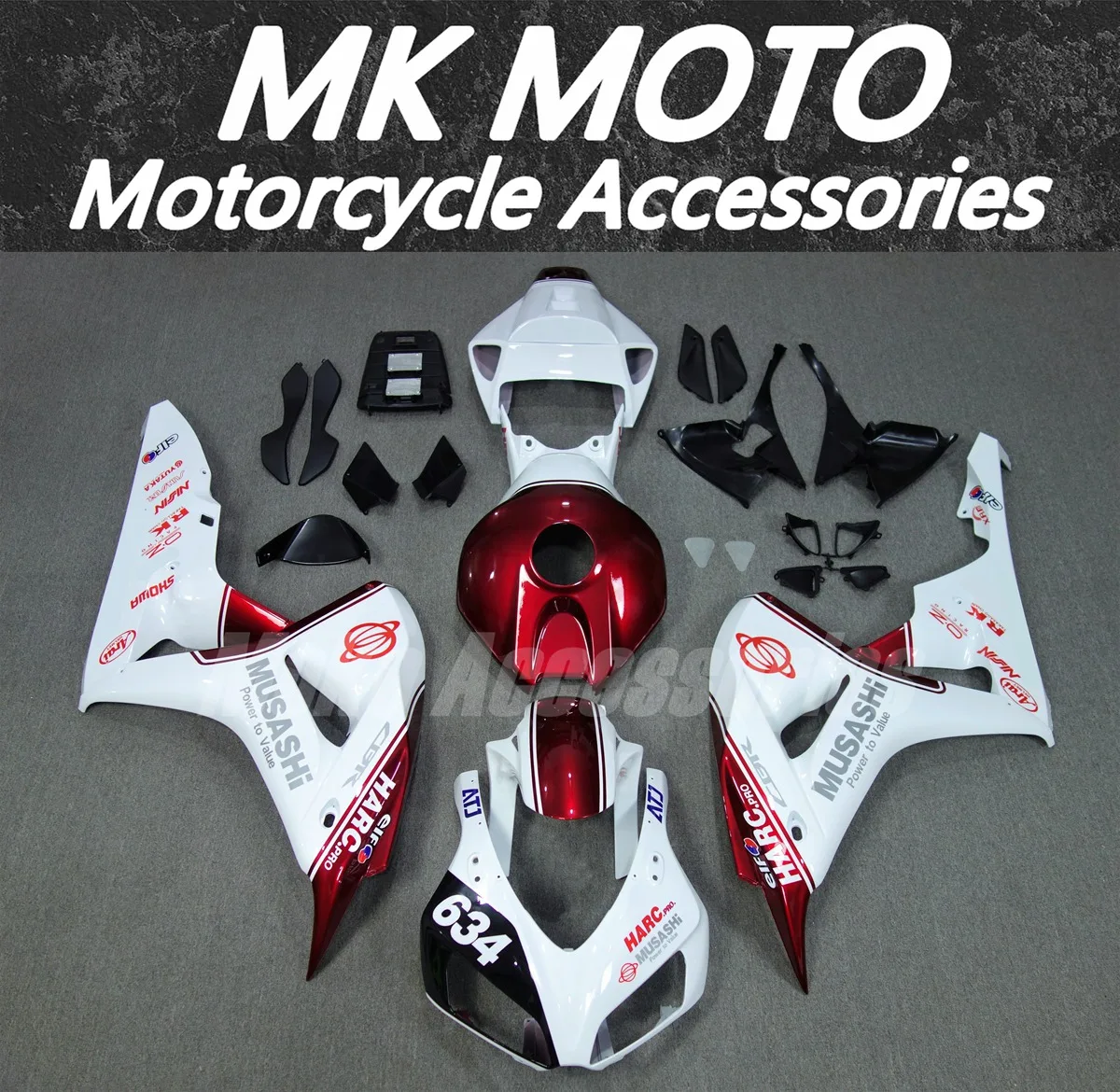 

Moke moto Motorcycle Fairings Kit Fit For Cbr1000rr 2006-2007 Bodywork Set High Quality ABS Injection New White Red Musashi