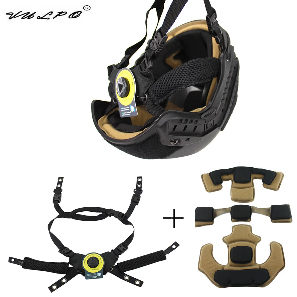 VULPO Wendy Helmet Suspension System Helmet Lanyard With Helmet Foam Pad FAST MICH Hunting Airsoft Helmet BK DE OD