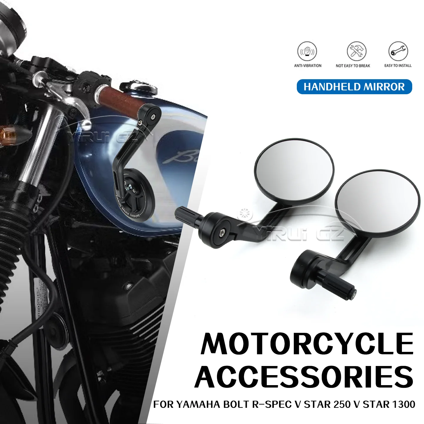 FOR YAMAHA Bolt R-Spec V Star 250 V Star 1300 V Star 250 Motorcycle Rearview Handlebar Rearview Mirrors Handlebars Side Mirrors