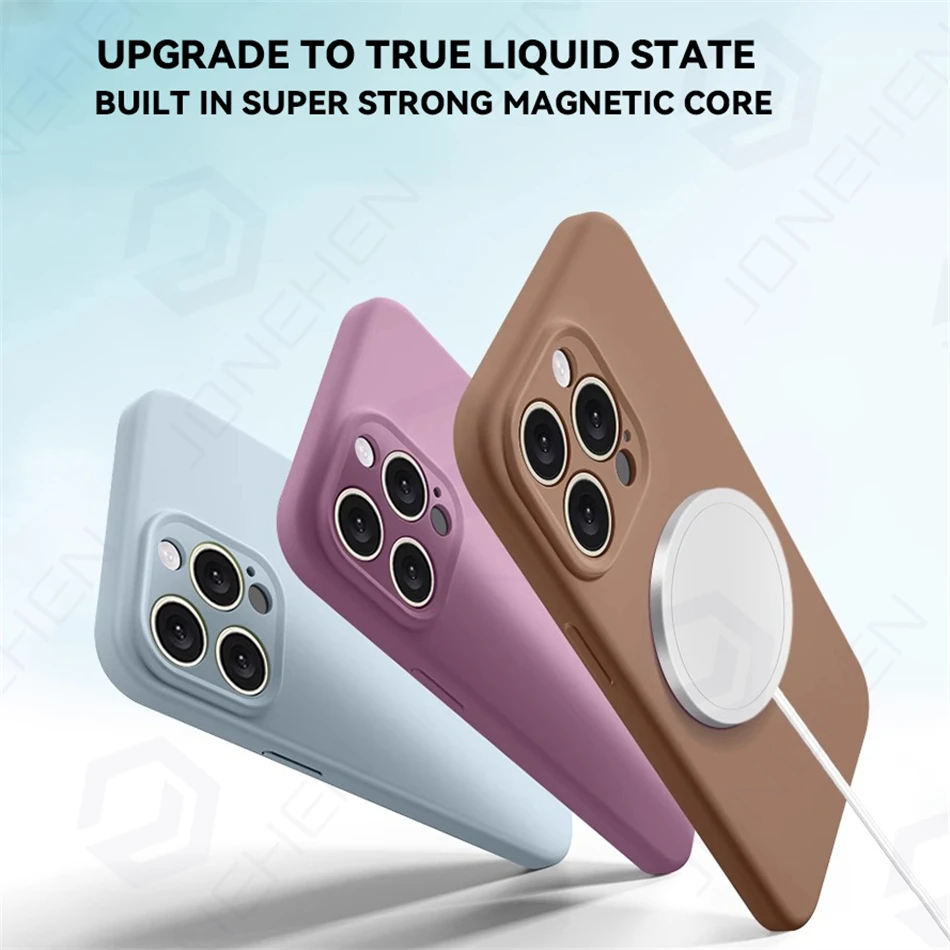 Магнитный гладкий чехол для Magsafe Liquid Silicone Case для iPhone 16 Plus 17 Air 15 14 13 12 Pro Max Len Protect Противоударный чехол
