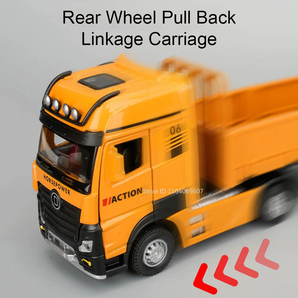 1:32 escala roadblock transporte caminhão brinquedo modelos de metal diecast motor de bombeiros veículos portas abertas som luz puxar para trás meninos presentes