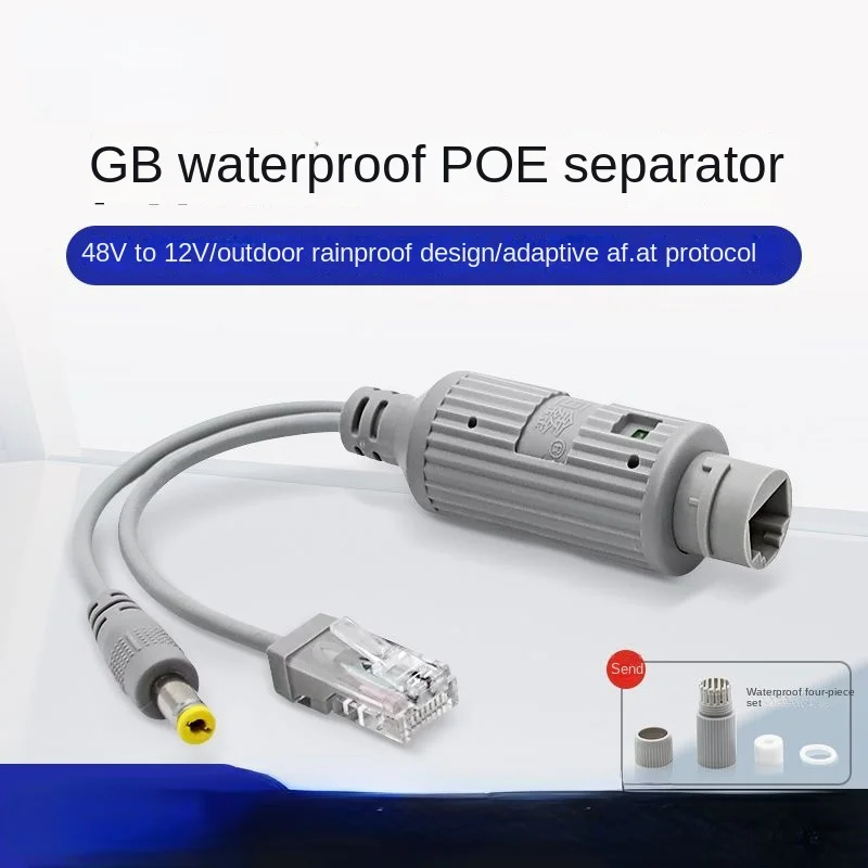 Poe spliter 48v a 12v, à prova d'água, com vídeo e adaptador de alimentação, módulo de alimentação do cabo, injetor para câmera ip extensor