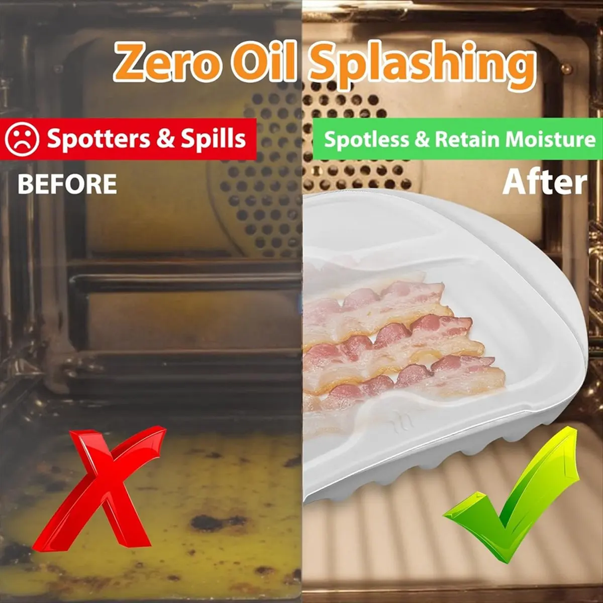 ถาดไมโครเวฟสำหรับทำเบคอน ABFW พร้อมฝาปิด, เครื่องทำเบคอนพลาสติกสำหรับเตาไมโครเวฟ, เครื่องทำเบคอนในไมโครเวฟพร้อมฝาปิด, สำหรับทำเบคอน