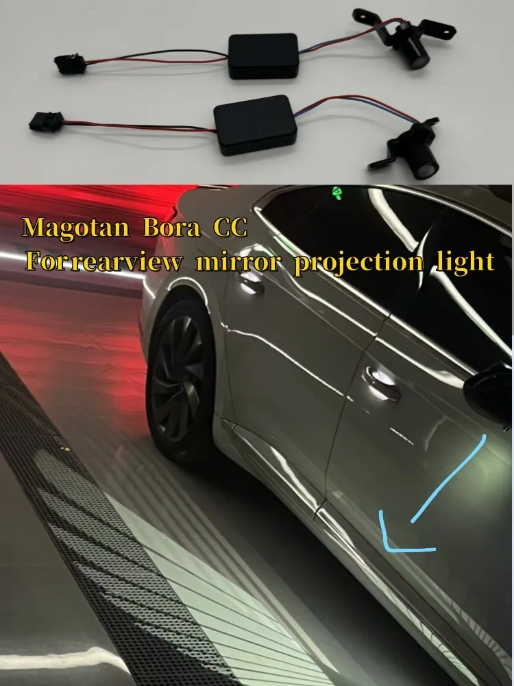 Für Volkswagen Magotan Sagitar Bora Arteon CC Rückspiegel Angel Wing Projektionslicht verbessertes großes Flügelmodell LED-Licht