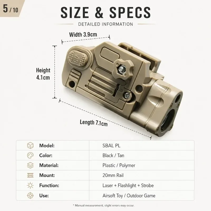 SBAL PL Mini 2 In 1 Combo Light Red Dot Laser Flash Torch Dual Color Body Rail Mount Supplies - view 6