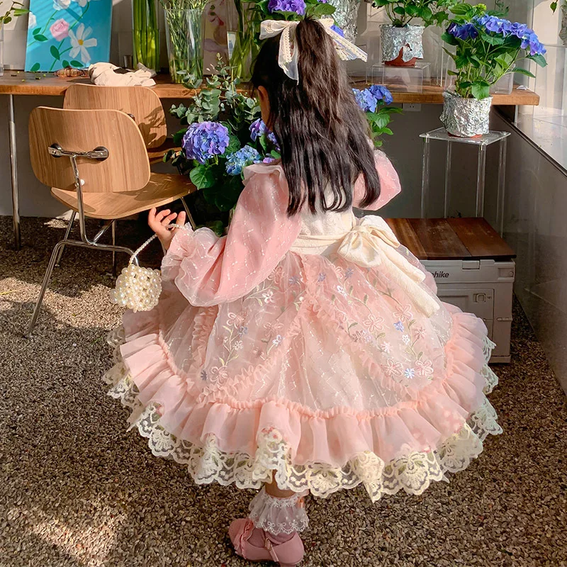 Baby Girl Spring Autum Vintage Spanish Ball Gown Princess Lolita Dress for Children Girl Christmas Birthday Dress