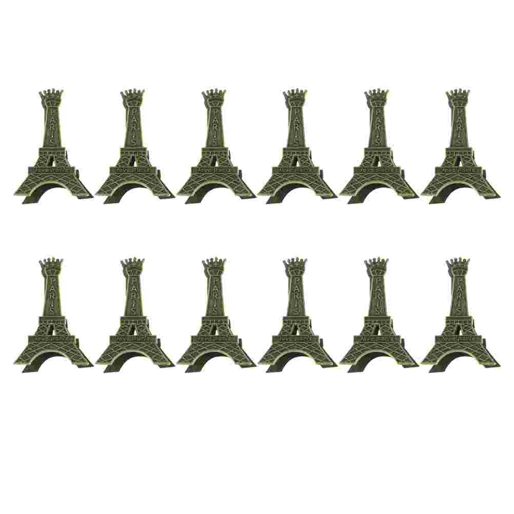 12 Pcs Eiffel Tower Clip Memo Holder Paper Metal Wedding Ceremony Decorations Business Vintage Statue