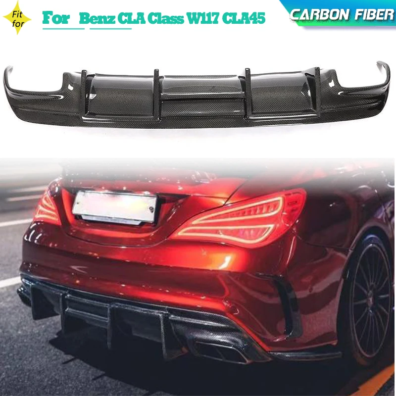 Carbon Fiber Car Rear Bumper Diffuser For Mercedes-Benz CLA Class C117 W117 Sport CLA45 AMG 2013-2019 Rear Diffuser Lip Spoiler