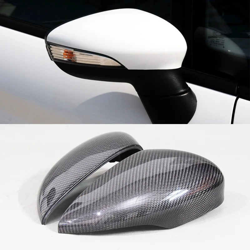 For Ford Fiesta MK7 09-15 Genuine Carbon Fiber Mirror Housing Rearview Mirror Cover Replacement