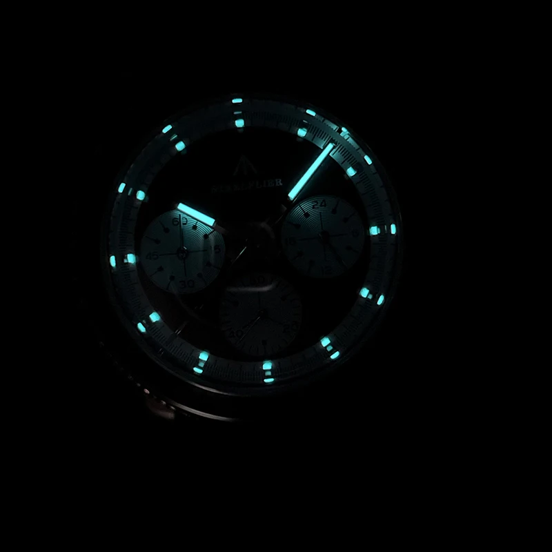 Reloj cronógrafo STEELFLIER para hombre, reloj de pulsera de cuarzo de 39mm, resistente al agua hasta 200M, BGW-9, espejo de zafiro luminoso VK63