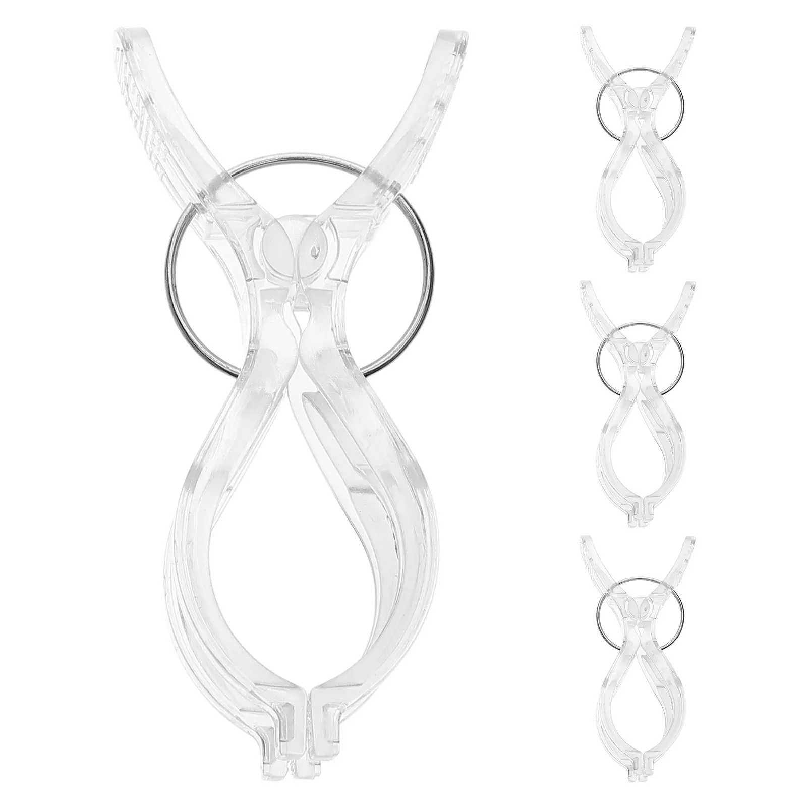 

4Pcs Transparent Kitchen Towel Clips Spring-Loaded Non-Slip Holder Bathroom Hand Towel Hooks Beach Chair Pool Cover Clamps