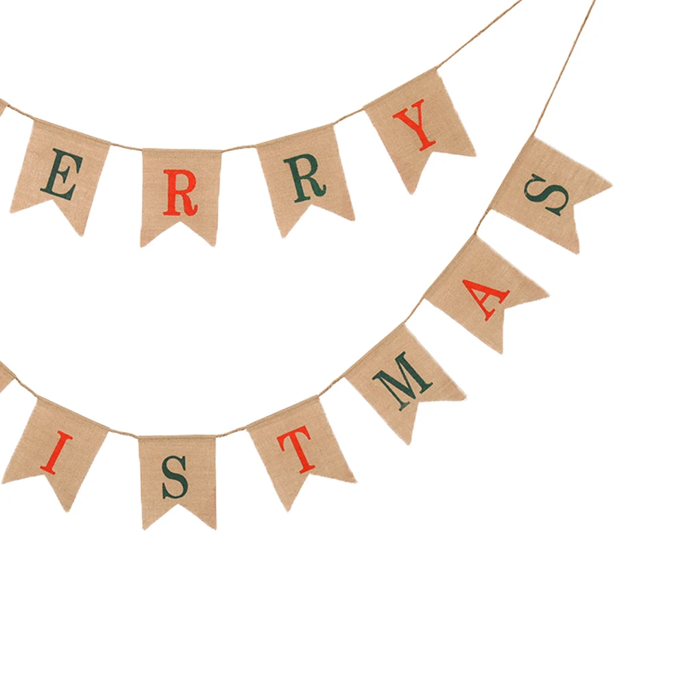 

Christmas Decoration Banner Xmas Party Pull Flag Swallowtail Xmas Party Hanging Bunting Design Strong String